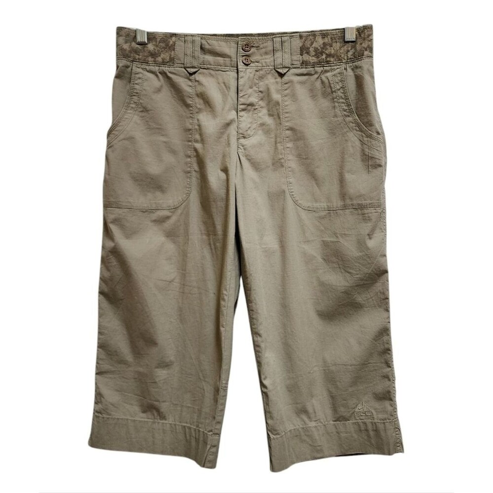 Nike Women Sz 8 Tan Camo Waist Cropped Hiking Pants ACG Outdoor Hiking Gorpcore